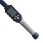 Textured grip and display housing of the BLUEJUNTAGS A18 low frequency stick reader for pet microchip scanning