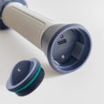 USB-C charging port and sealed battery cap on the BLUEJUNTAGS A18 rechargeable pet microchip reader