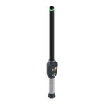BLUEJUNTAGS low frequency RFID stick reader held upright for scanning 134.2 kHz pet microchips in dogs and cats