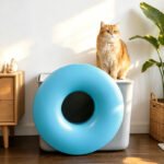 Enclosed Cat Litter Box Lid Entry Magnetic One-Way Gate 75L Black Hole Design Square Cat Toilet Odor Control - Image 5